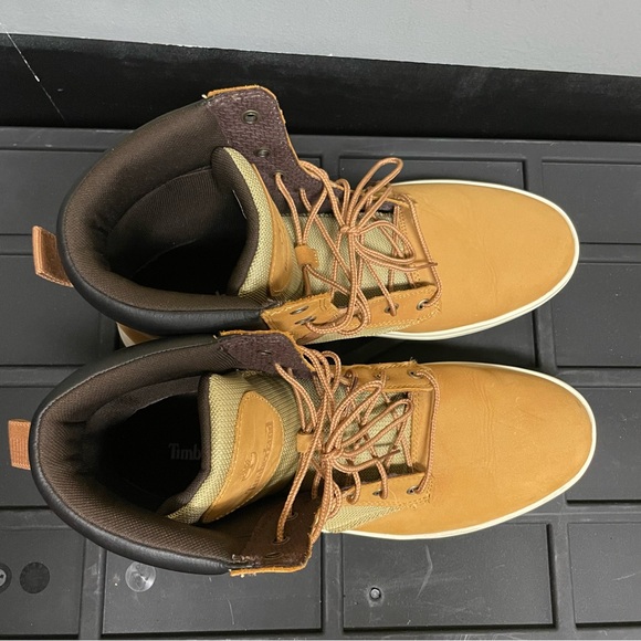 TIMBERLAND Davis Square Leather/Fabric Boot, Wheat Nubuck, Men’s Size 12 - Picture 7 of 9